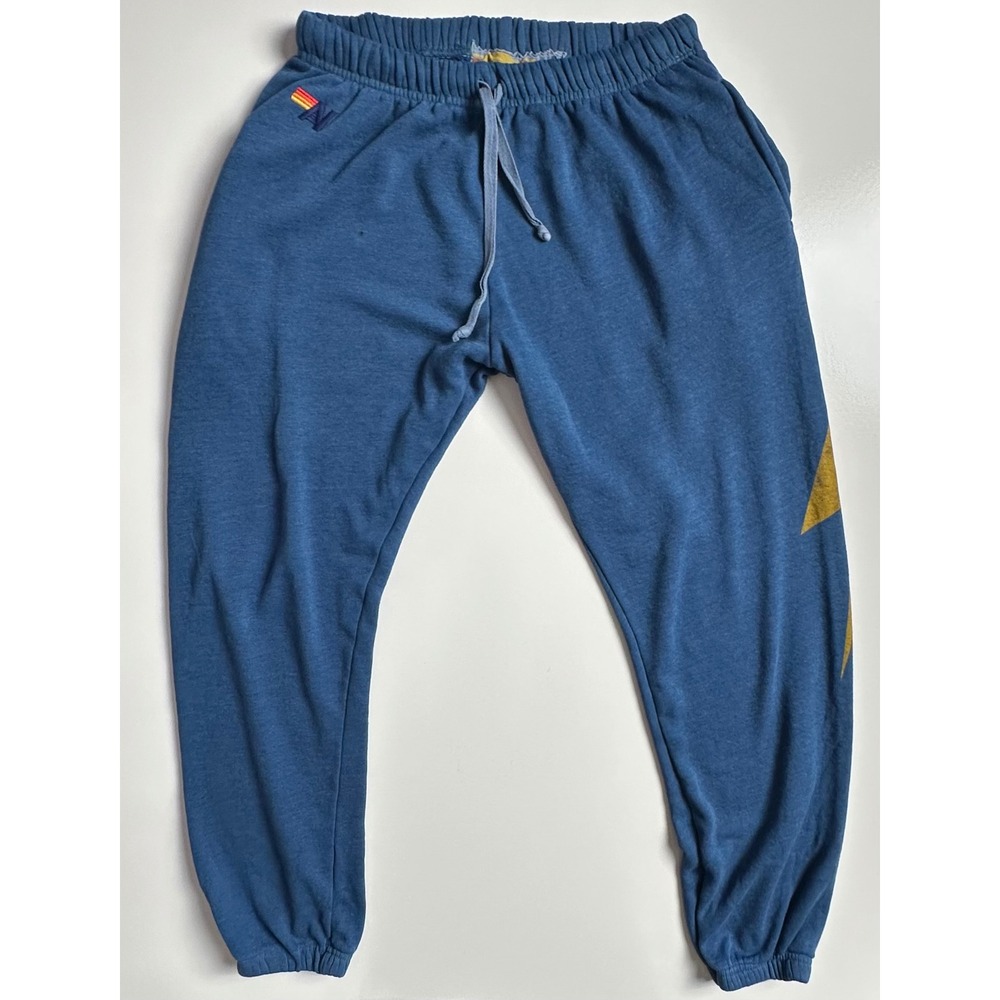 Aviator Nation Lightning Bolt Sweatpants Blue Mens Size Small Joggers READ